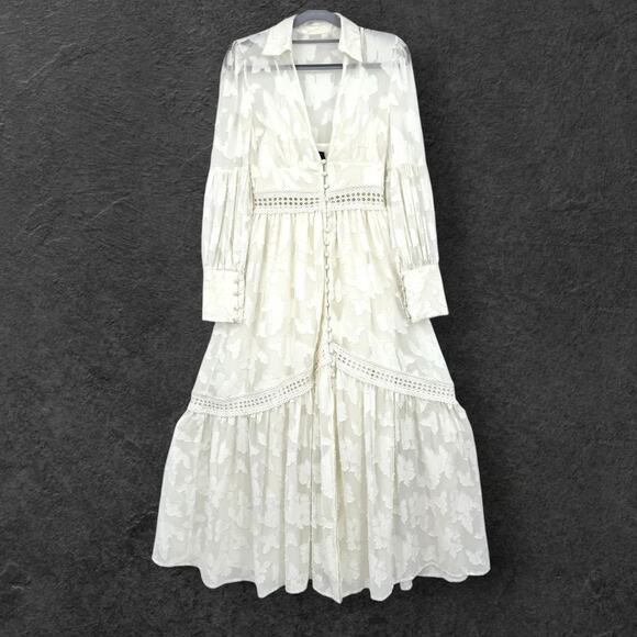 Asos Design Cream Burnout Lace Maxi Dress 2 Cottagecore Prairie Boho Coachella - Picture 5 of 15